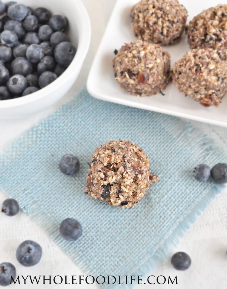Gluten-free raw blueberry muffin bites
